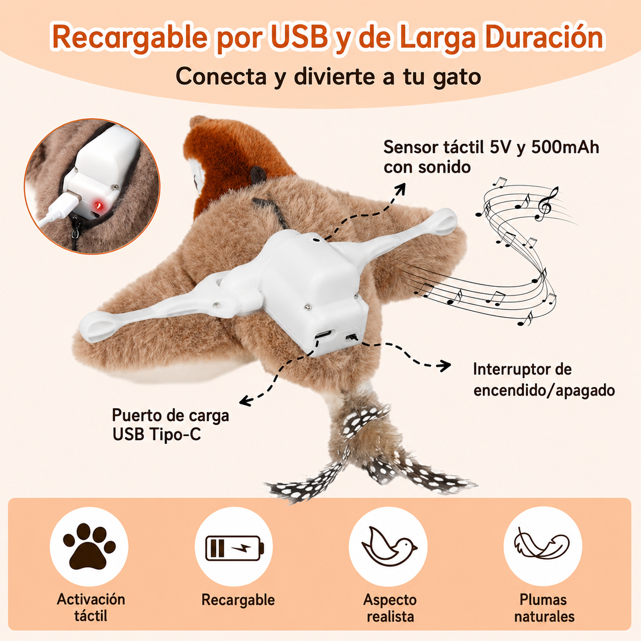 Juguete interactivo pájaro volador