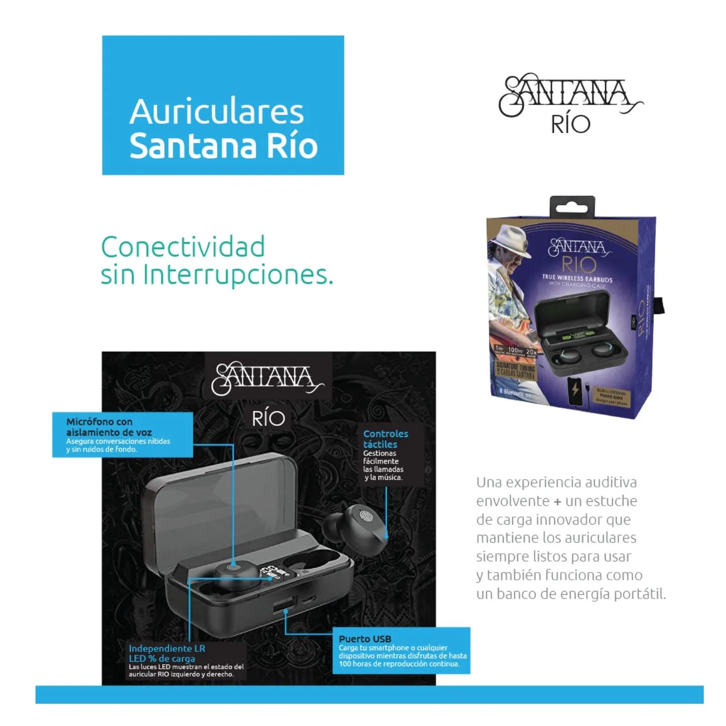 Santana Rio Auriculares Bluetooth 5.1
